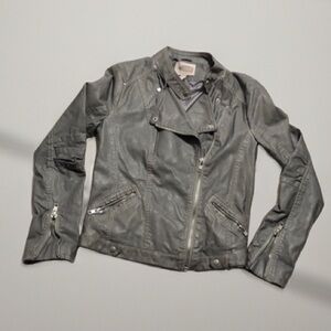 Faux leather moto jacket